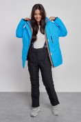 Оптом Горнолыжная куртка женская зимняя большого размера синего цвета 3507S в Екатеринбурге, фото 8
