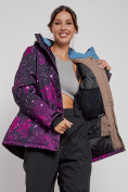 Оптом Горнолыжная куртка женская зимняя большого размера бордового цвета 3517Bo в Екатеринбурге, фото 11