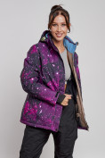Оптом Горнолыжная куртка женская зимняя большого размера бордового цвета 3517Bo в Екатеринбурге, фото 9