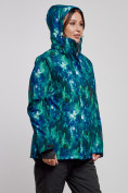 Оптом Горнолыжная куртка женская зимняя большого размера синего цвета 3517S в Екатеринбурге, фото 2