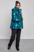 Оптом Горнолыжная куртка женская зимняя большого размера синего цвета 3517S в Екатеринбурге, фото 9