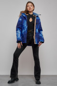 Оптом Горнолыжная куртка женская зимняя большого размера темно-синего цвета 3517TS в Екатеринбурге, фото 10