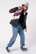 Оптом Куртка спортивная мужская с капюшоном черного цвета 3583Ch в Екатеринбурге, фото 9