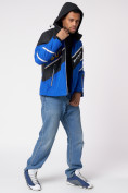 Оптом Куртка спортивная мужская с капюшоном синего цвета 3583S в Екатеринбурге, фото 8
