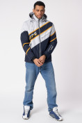 Оптом Куртка спортивная мужская с капюшоном темно-синего цвета 3583TS в Казани, фото 3