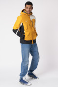 Оптом Куртка спортивная мужская с капюшоном желтого цвета 3589J в Екатеринбурге, фото 7