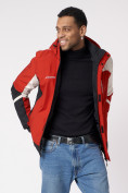 Оптом Куртка спортивная мужская с капюшоном красного цвета 3589Kr в Екатеринбурге, фото 5