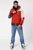 Оптом Куртка спортивная мужская с капюшоном красного цвета 3589Kr в Казани, фото 12