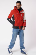 Оптом Куртка спортивная мужская с капюшоном красного цвета 3589Kr в Екатеринбурге, фото 13