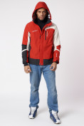 Оптом Куртка спортивная мужская с капюшоном красного цвета 3589Kr в Екатеринбурге, фото 15