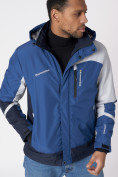 Оптом Куртка спортивная мужская с капюшоном синего цвета 3589S в Казани, фото 7