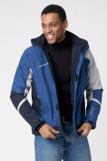 Оптом Куртка спортивная мужская с капюшоном синего цвета 3589S в Казани, фото 6