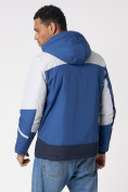 Оптом Куртка спортивная мужская с капюшоном синего цвета 3589S в Казани, фото 14