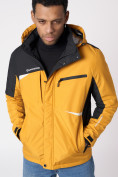 Оптом Куртка спортивная мужская с капюшоном желтого цвета 3590J в Казани, фото 10