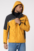 Оптом Куртка спортивная мужская с капюшоном желтого цвета 3590J в Казани, фото 7