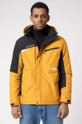 Оптом Куртка спортивная мужская с капюшоном желтого цвета 3590J в Казани, фото 8