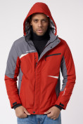Оптом Куртка спортивная мужская с капюшоном красного цвета 3590Kr в Екатеринбурге, фото 10