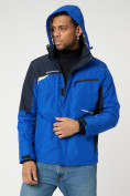 Оптом Куртка спортивная мужская с капюшоном синего цвета 3590S в Екатеринбурге, фото 10