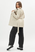 Оптом Классическая кожаная куртка женская бежевого цвета 3607B, фото 5