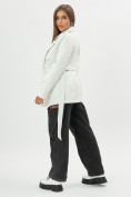 Оптом Классическая кожаная куртка женская белого цвета 3607Bl, фото 4