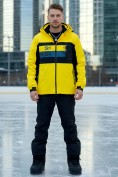 Оптом Горнолыжный костюм мужской зимний желтого цвета 370J