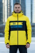 Оптом Горнолыжный костюм мужской зимний желтого цвета 370J, фото 3