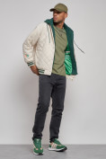 Оптом Бомбер плюшевый мужской с капюшоном молодежный бежевого цвета 38135B, фото 12