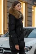 Оптом Куртка женская зимняя с мехом енот премиум класса черного цвета 381Ch, фото 3