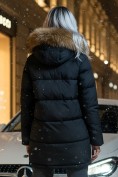 Оптом Куртка женская зимняя с мехом енот премиум класса черного цвета 381Ch, фото 2