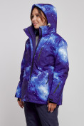Оптом Горнолыжная куртка женская зимняя большого размера синего цвета 3936S в Екатеринбурге, фото 5