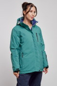 Оптом Горнолыжная куртка женская зимняя большого размера зеленого цвета 3936Z в Екатеринбурге, фото 3