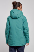 Оптом Горнолыжная куртка женская зимняя большого размера зеленого цвета 3936Z в Казани, фото 4