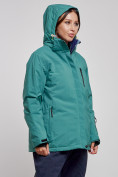 Оптом Горнолыжная куртка женская зимняя большого размера зеленого цвета 3936Z в Казани, фото 5