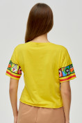 Оптом Топ футболка женская желтого цвета 3951J в Екатеринбурге, фото 3