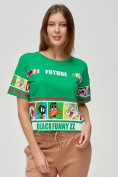 Оптом Топ футболка женская зеленого цвета 3951Z в Екатеринбурге