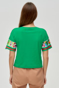 Оптом Топ футболка женская зеленого цвета 3951Z в Казани, фото 5