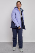 Оптом Горнолыжная куртка женская зимняя большого размера фиолетового цвета 3960F в Екатеринбурге, фото 10