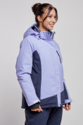 Оптом Горнолыжная куртка женская зимняя большого размера фиолетового цвета 3960F в Екатеринбурге, фото 3