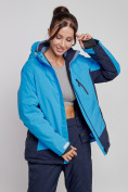 Оптом Горнолыжная куртка женская зимняя большого размера синего цвета 3960S в Екатеринбурге, фото 10