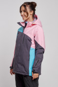 Оптом Горнолыжная куртка женская зимняя большого размера розового цвета 3963R в Екатеринбурге, фото 3