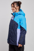 Оптом Горнолыжная куртка женская зимняя большого размера синего цвета 3963S в Екатеринбурге, фото 2
