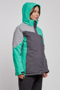 Оптом Горнолыжная куртка женская зимняя большого размера зеленого цвета 3963Z в Екатеринбурге, фото 5