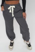 Оптом Джоггеры спортивные трикотажные женские серого цвета 400Sr, фото 17