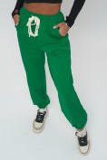 Оптом Джоггеры спортивные трикотажные женские зеленого цвета 400Z в Казани, фото 14