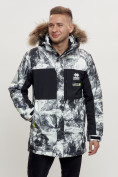 Оптом Зимняя куртка с мехом мужская светло-серого цвета 404SS