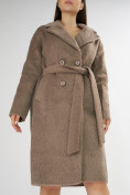 Оптом Пальто зимняя женская коричневого цвета 42114K в Казани, фото 7