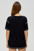 Оптом Женские футболки с вышивкой черного цвета 4309Ch в Казани, фото 5
