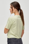Оптом Топ футболка женская салатового цвета 4318Sl в Екатеринбурге, фото 5