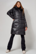 Оптом Пальто утепленное с капюшоном зимнее женское  черного цвета 442116Ch в Екатеринбурге, фото 12