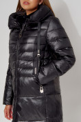 Оптом Пальто утепленное с капюшоном зимнее женское  черного цвета 442116Ch, фото 14